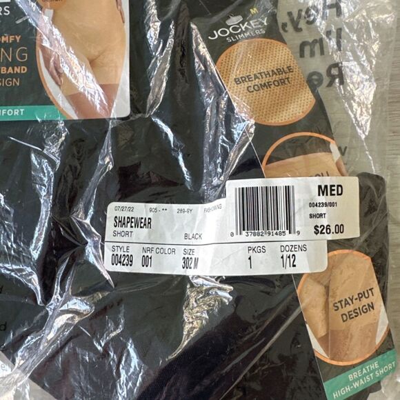 Jockey Slimmers Breathe High-Waist Short 4239 Black M‎ NWT IN PACKAGE - Picture 4 of 5